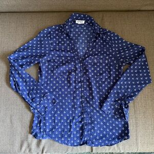 Express Blue Anchor Pattern Women’s Shirt